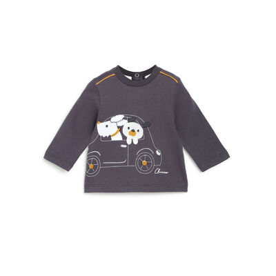 Boys Dark Grey Printed Long Sleeve T-Shirt